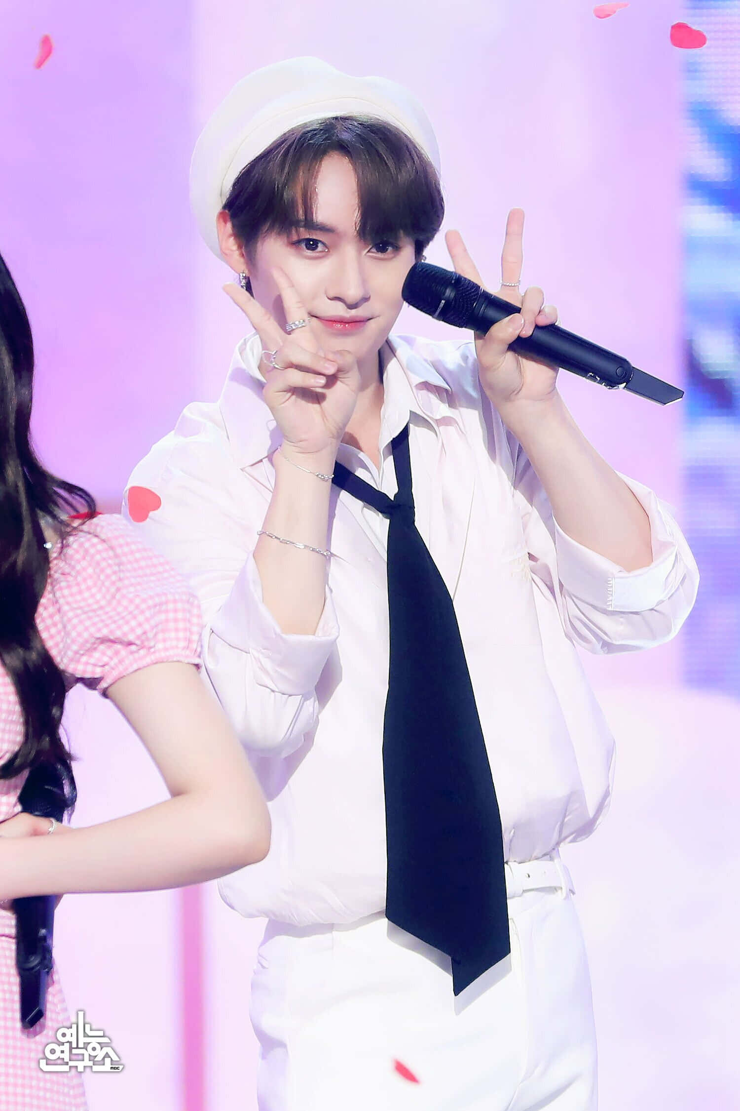Lee Know, white outfit, black tie, Full HD Phone Wallpaper