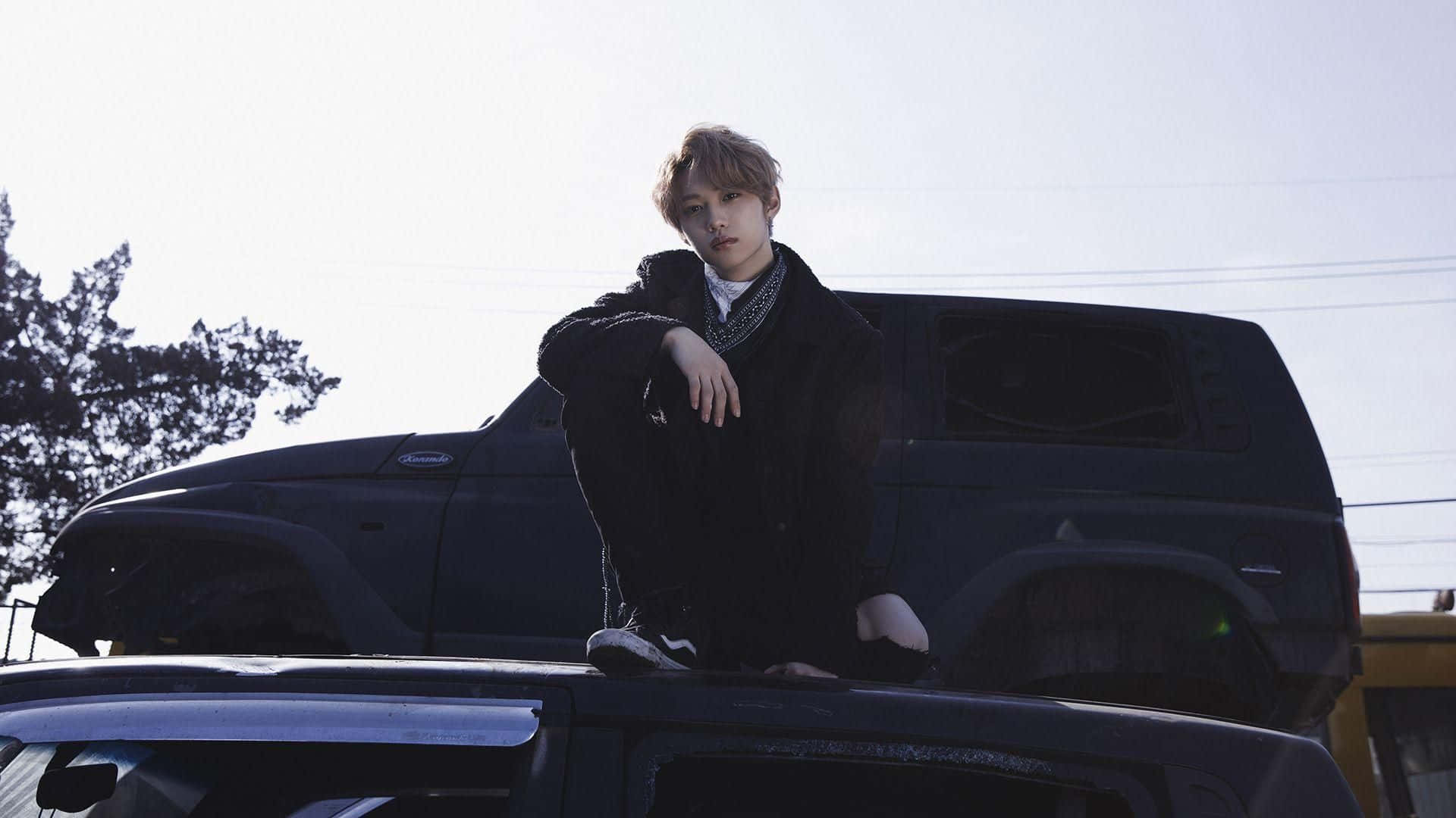 Lee Know, black SUV, bright daylight, Full HD Desktop Wallpaper