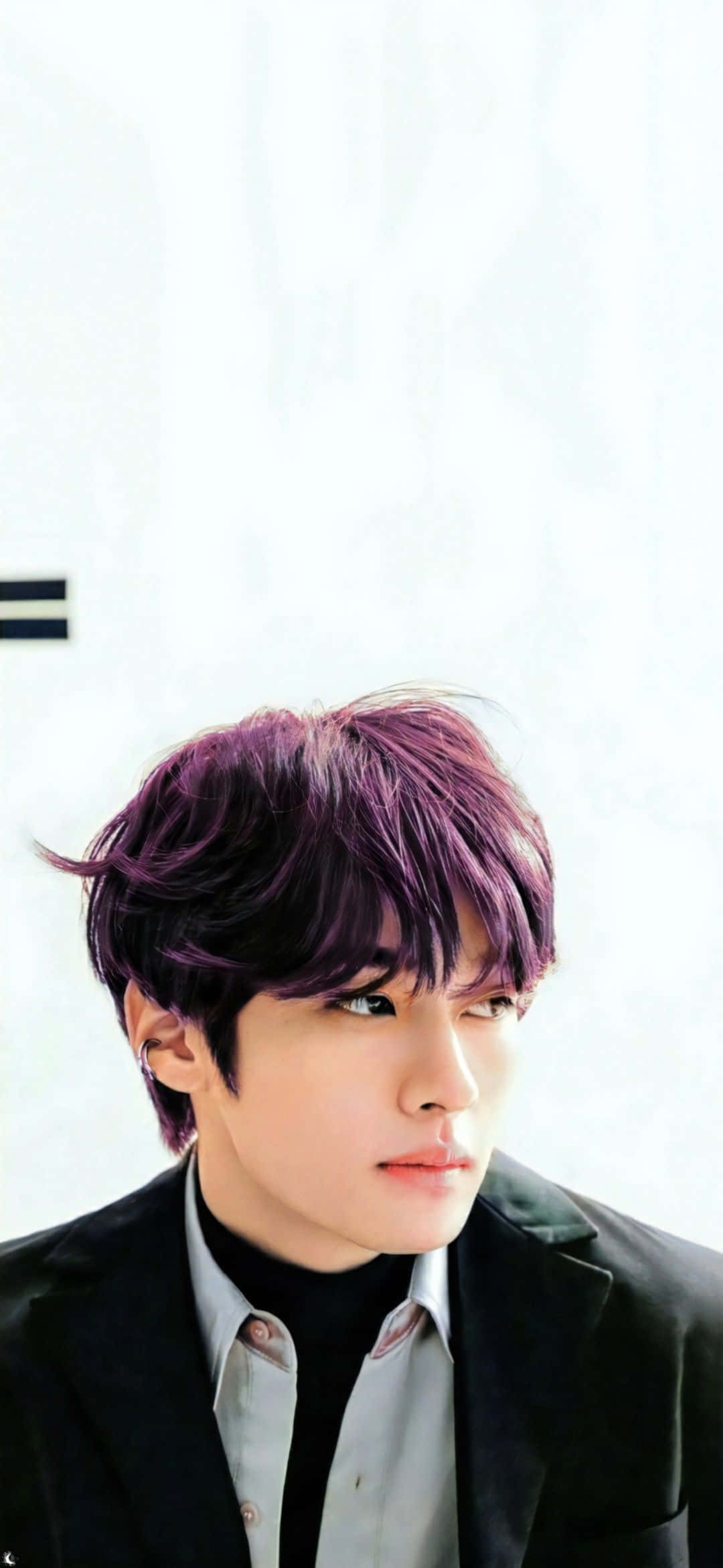 Lee Know, vibrant purple hair, black blazer, Full HD Phone Wallpaper