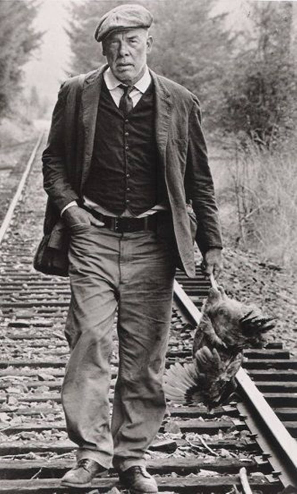 Lee Marvin, railroad tracks, flat cap, HD Phone Wallpaper