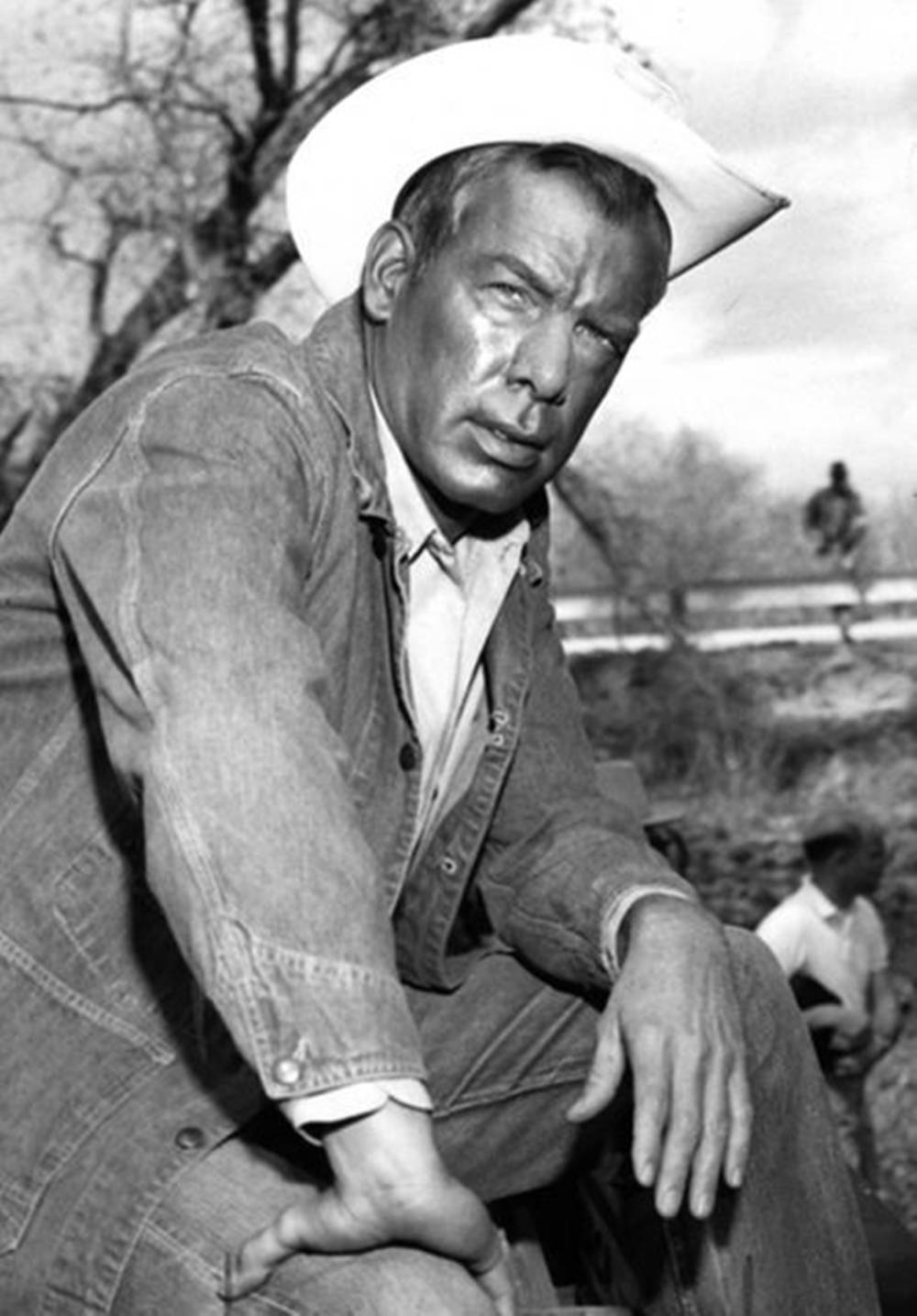 Lee Marvin, white cowboy hat, denim jacket, HD Phone Wallpaper