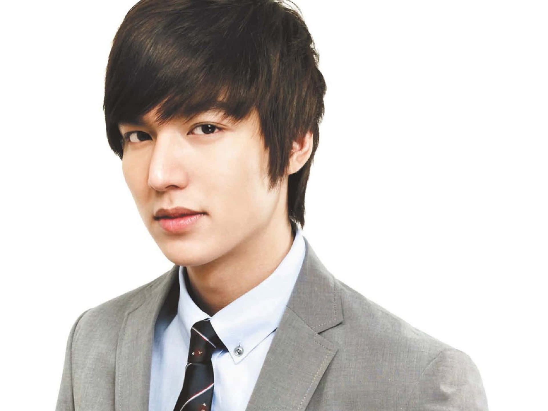Lee Min Ho, gray suit, striped tie, Full HD Desktop Wallpaper