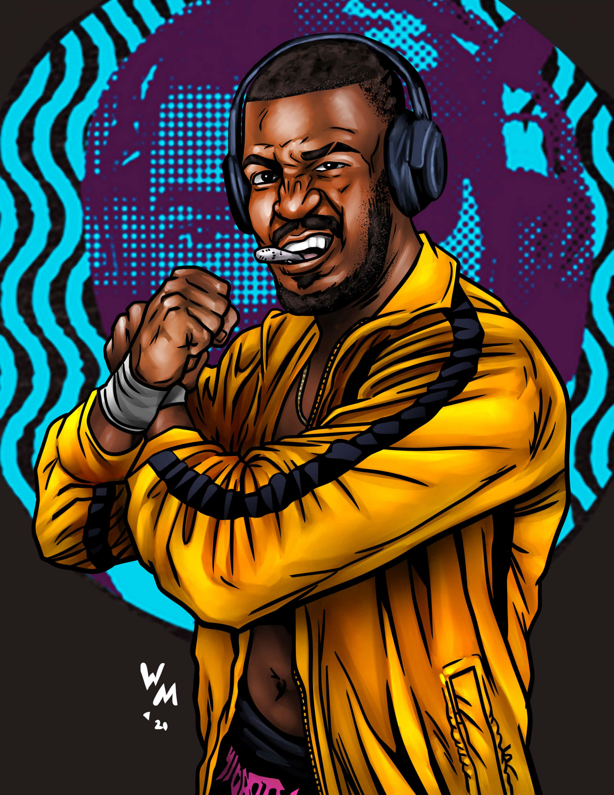 Lee Moriarty, yellow jacket, headphones, 2K Phone Wallpaper