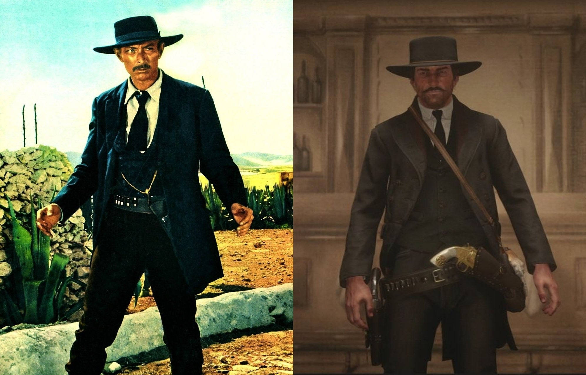 Lee Van Cleef, dark suit, hat, Full HD Desktop Wallpaper