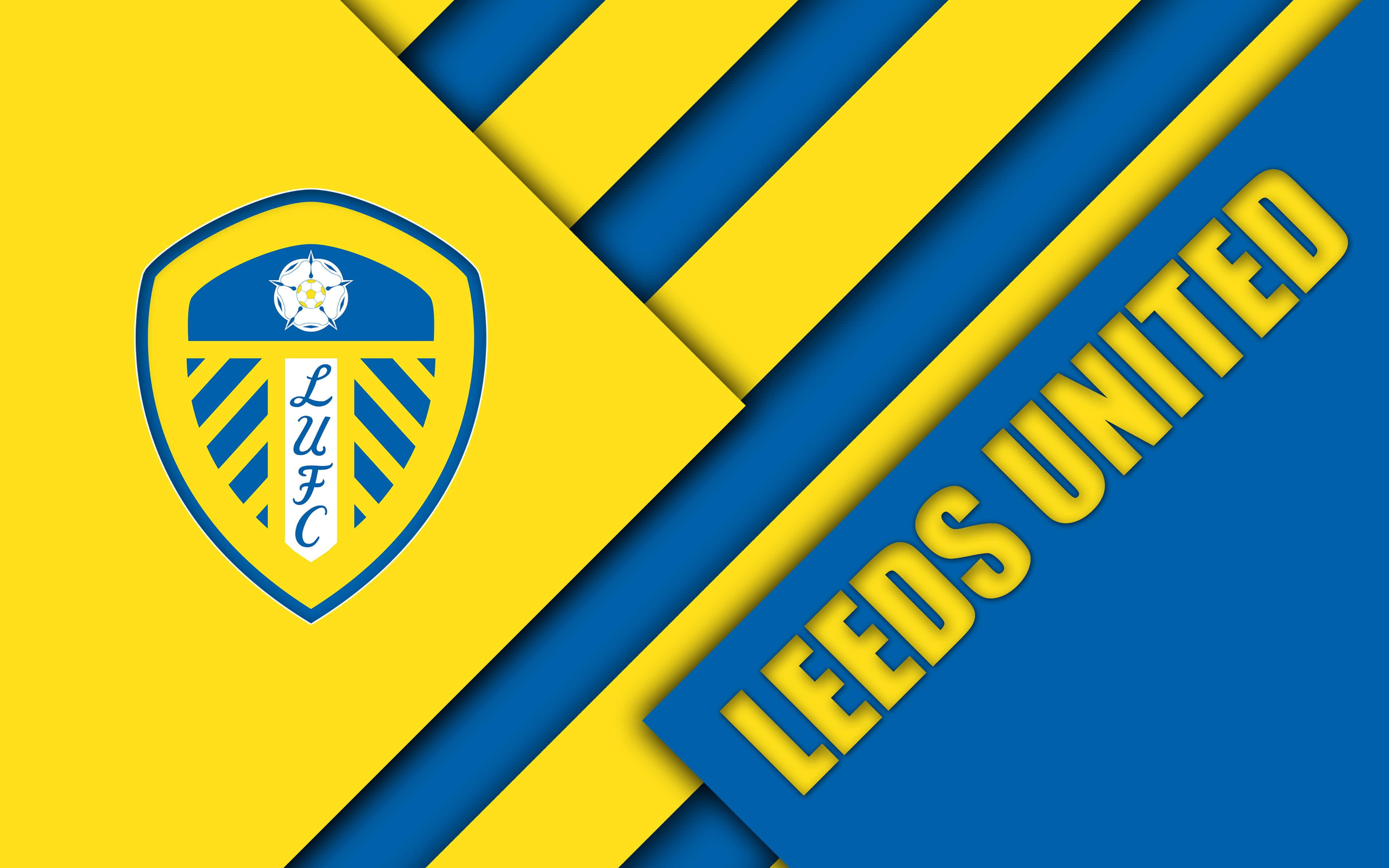 Leeds United, yellow, blue, 4K Desktop Wallpaper