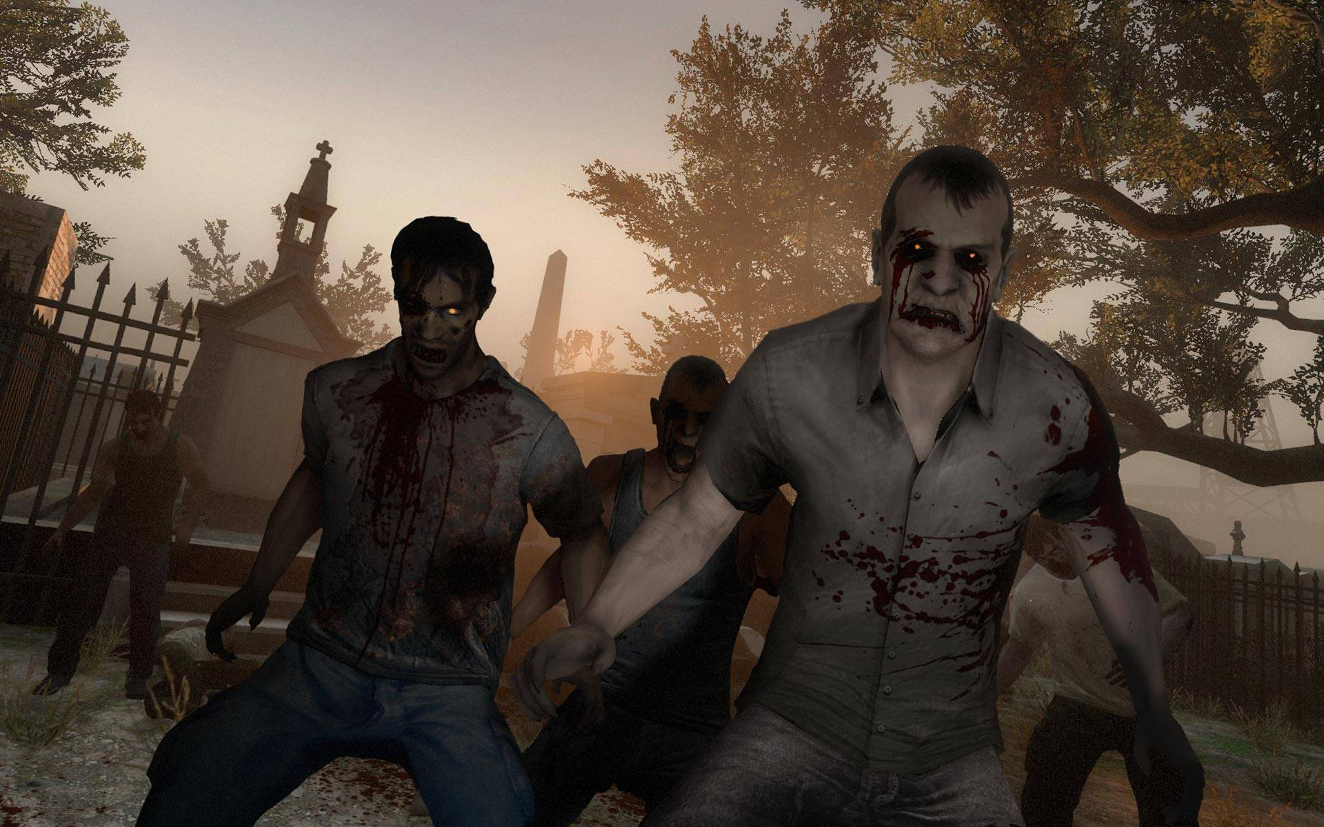Left 4 Dead 2, gruesome zombies, cemetery, Full HD Desktop Wallpaper