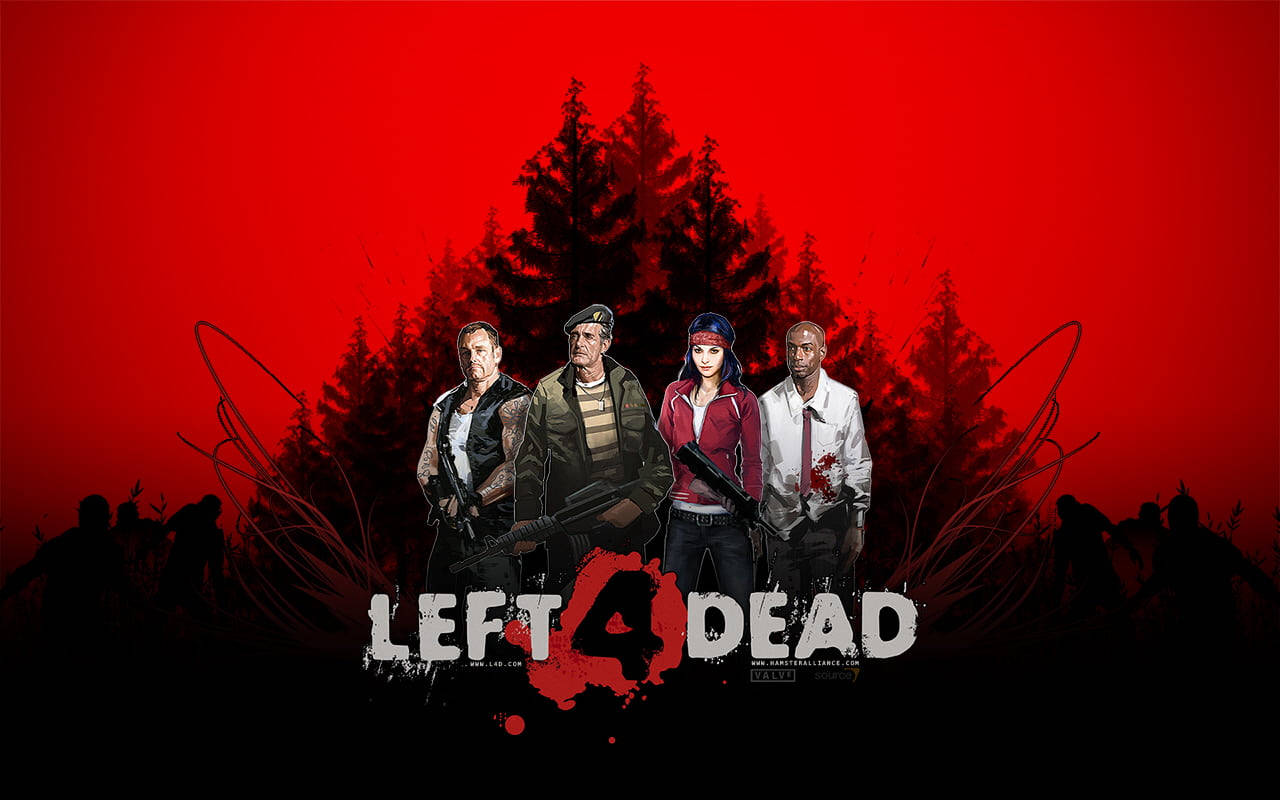 Left 4 Dead, black and red, blood-red sky, HD Desktop Wallpaper