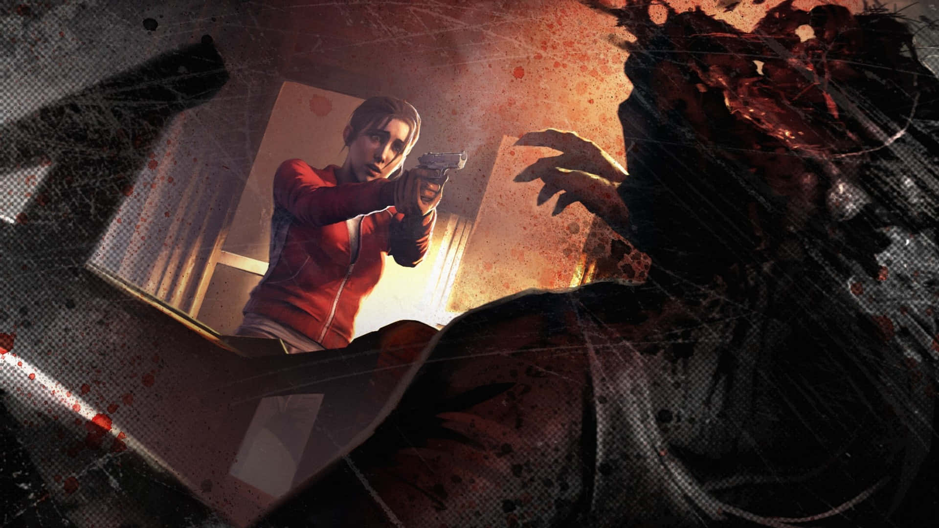 Left 4 Dead, woman in a red jacket, gun, Full HD Desktop Wallpaper