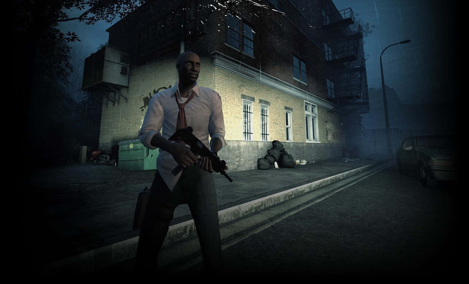 Left 4 Dead, bald man, white shirt and tie, HD Desktop Wallpaper