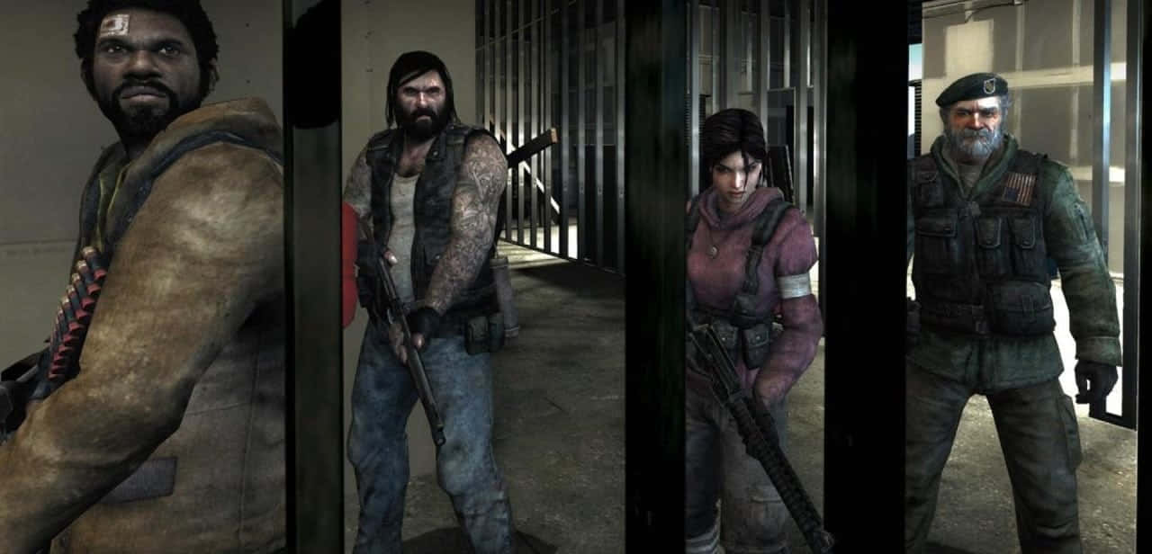 Left 4 Dead Characters, prison corridor, bars, HD Desktop Wallpaper