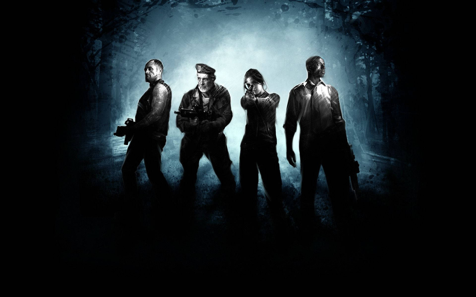 Left 4 Dead, survivors, dark forest, Full HD Desktop Wallpaper