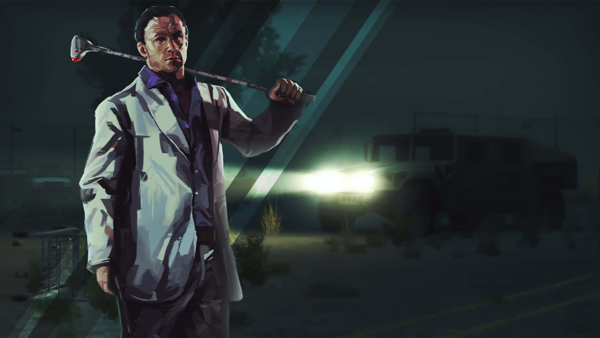 Left 4 Dead Characters, white coat, golf club, Full HD Desktop Wallpaper