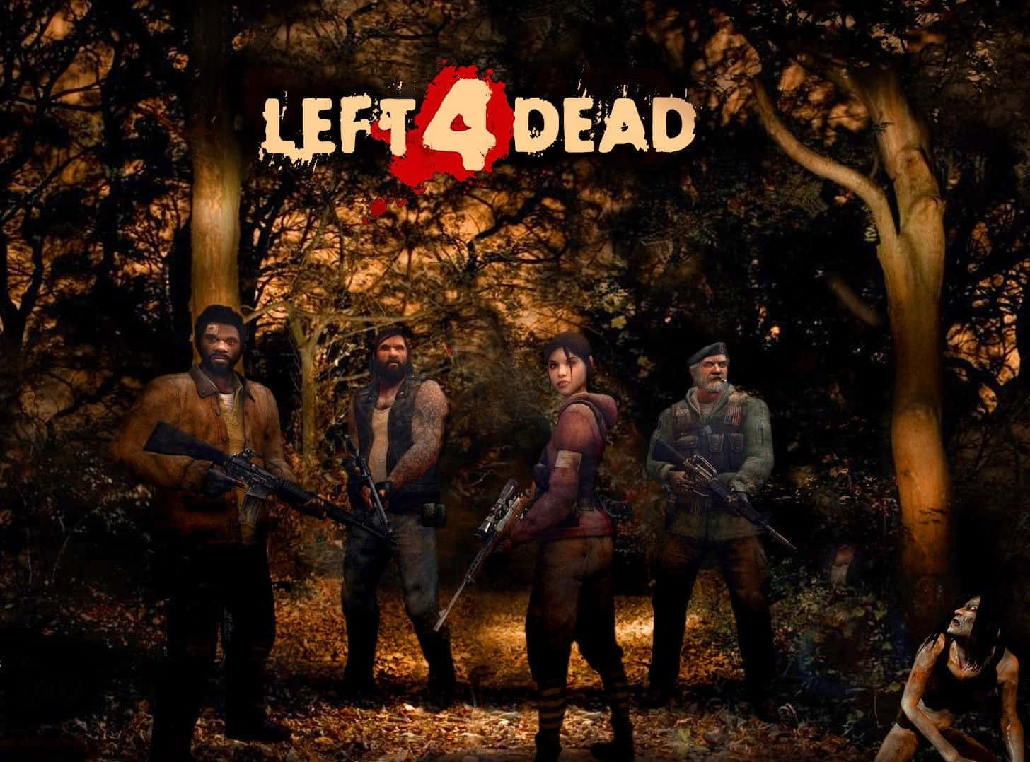 Left 4 Dead, zombies, four armed survivors, HD Desktop Wallpaper