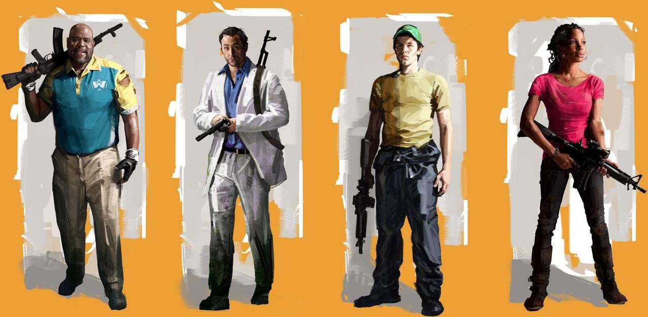 Left 4 Dead 2, character collage, casual clothes, HD Desktop Wallpaper