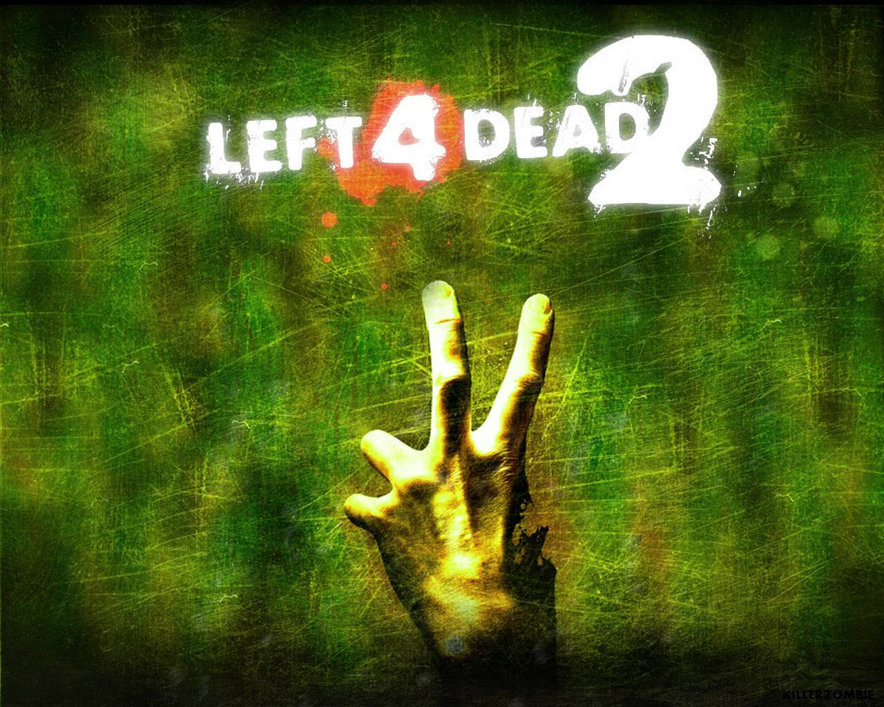Left 4 Dead 2, zombie hand, scratched green wall, HD Desktop Wallpaper