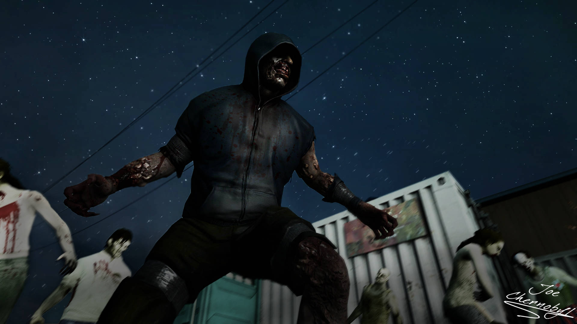 Left 4 Dead, hooded zombie, starry night sky, Full HD Desktop Wallpaper