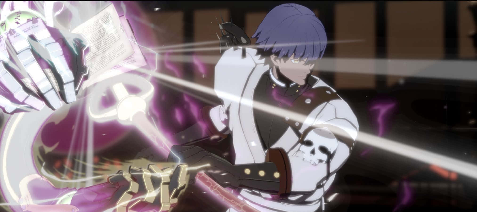 Legato Bluesummers, purple-haired anime warrior, white armor, Full HD Desktop Wallpaper