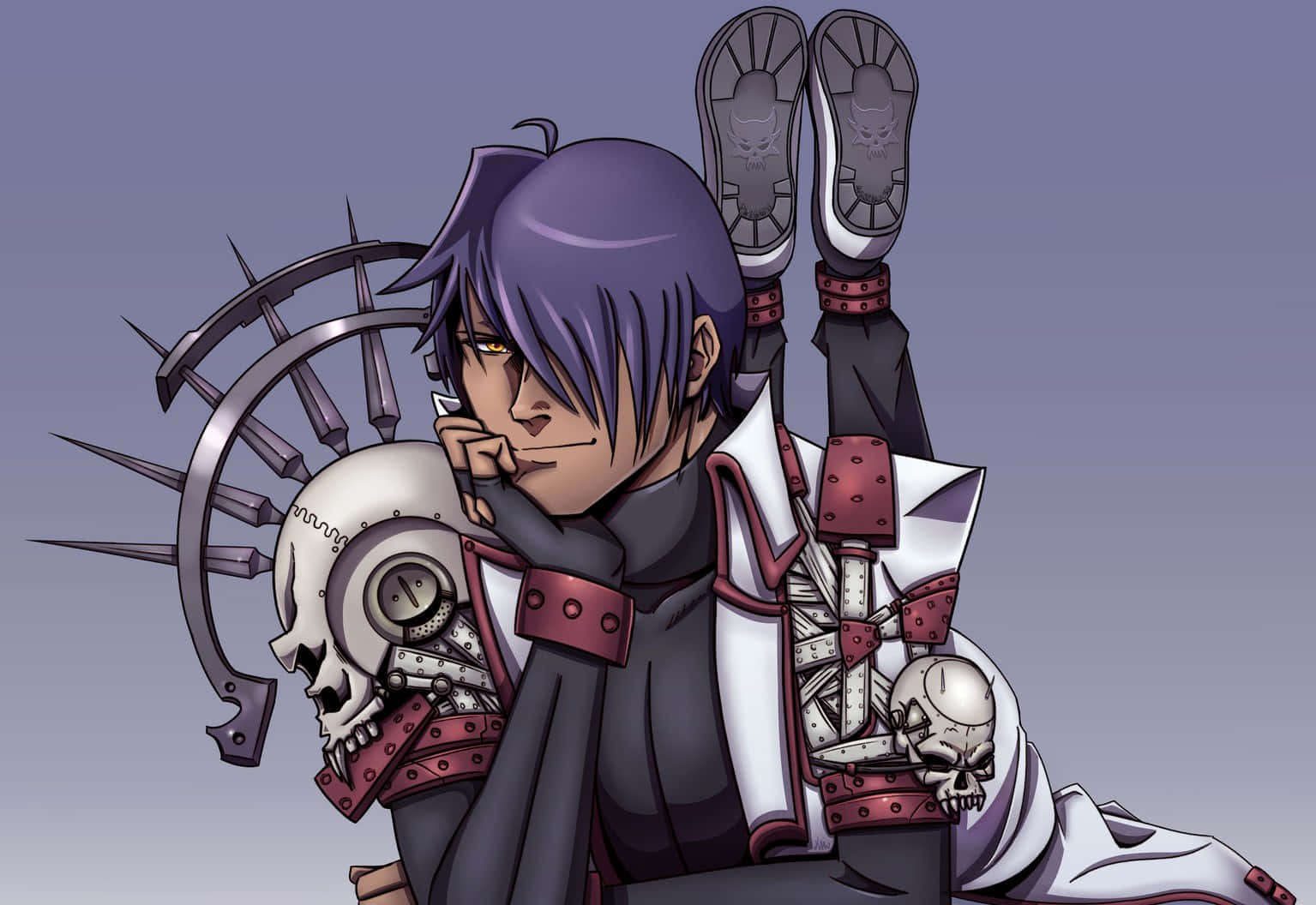Legato Bluesummers, purple-haired anime character, white and red armor, HD Desktop Wallpaper