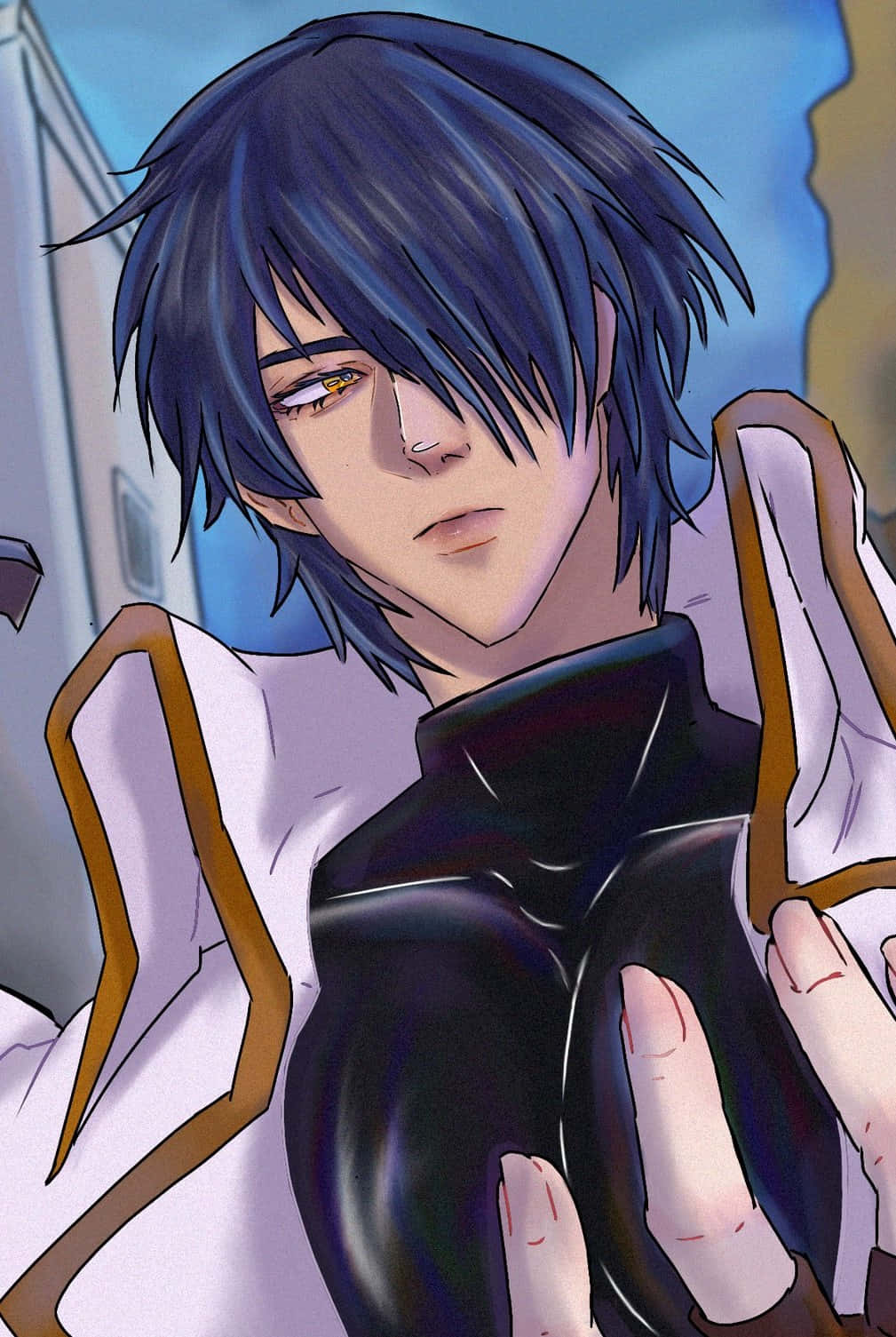Legato Bluesummers, dark blue hair, golden eyes, HD Phone Wallpaper