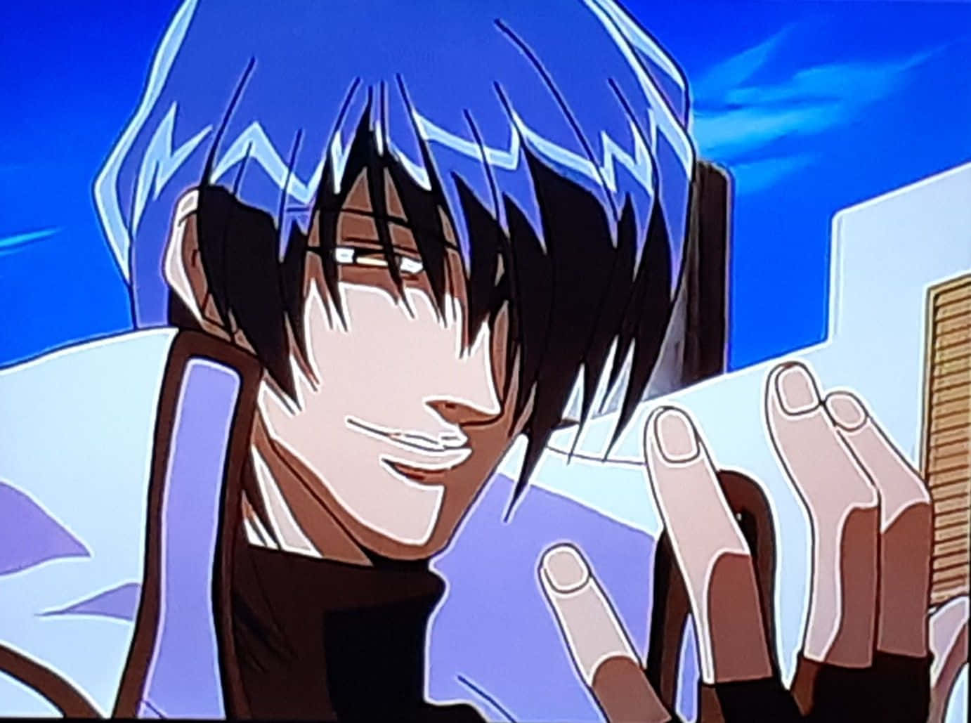 Legato Bluesummers, blue-haired, confident smirk, HD Desktop Wallpaper