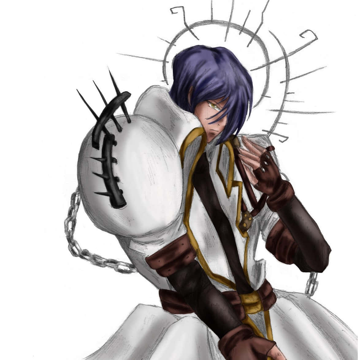 Legato Bluesummers, purple-haired, white and brown attire, SD Phone Wallpaper