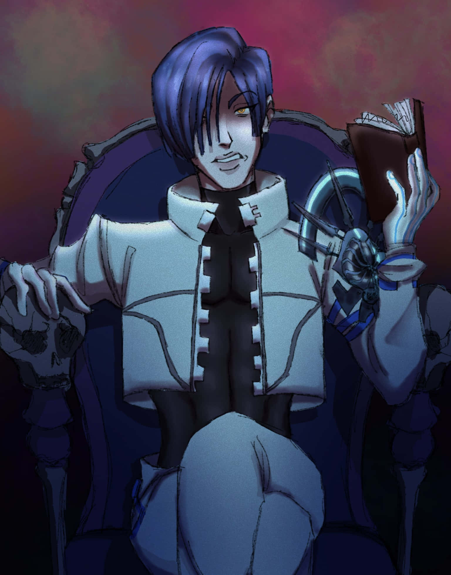 Legato Bluesummers, blue hair, dark throne, Full HD Phone Wallpaper
