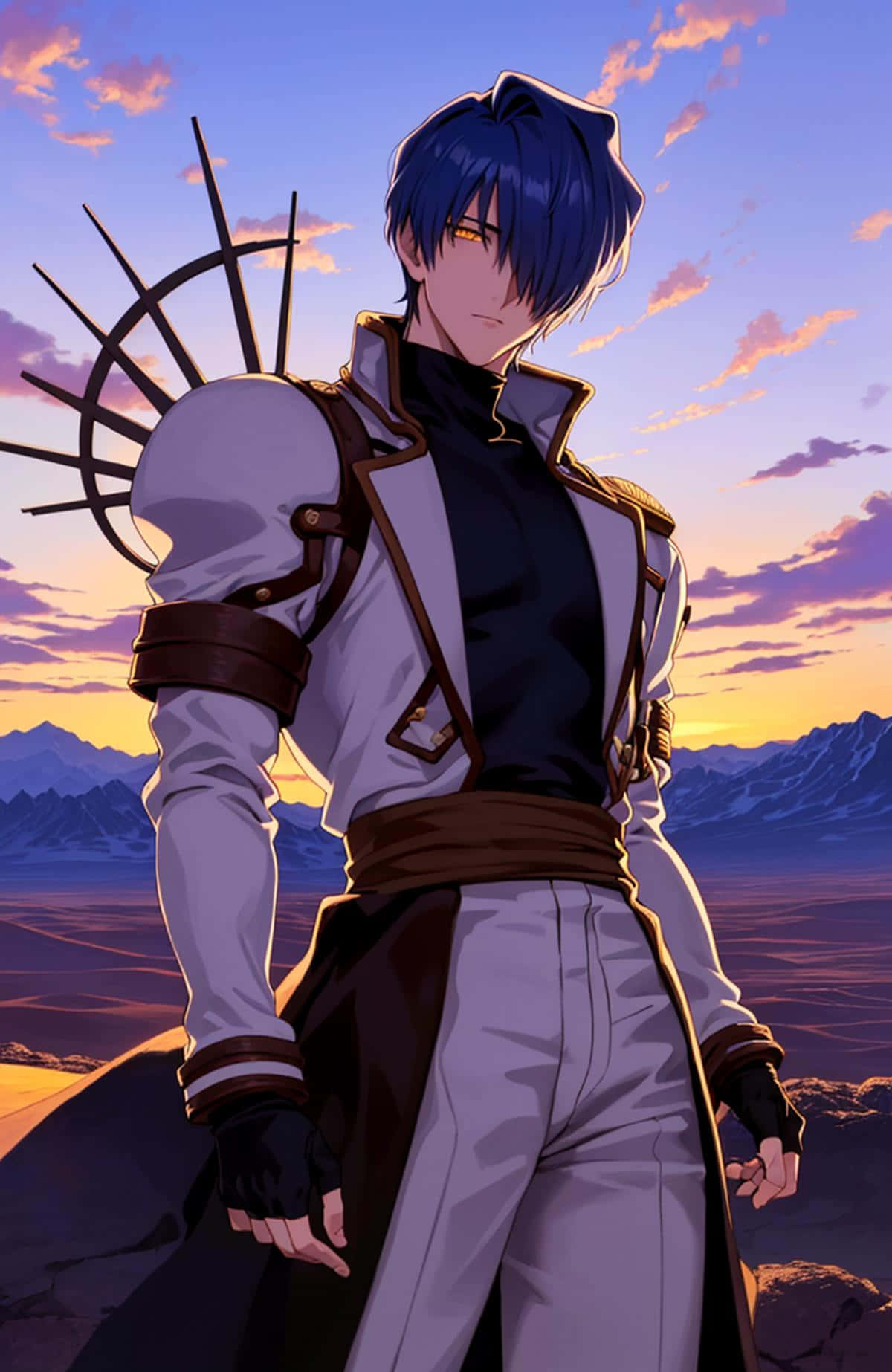 Legato Bluesummers, blue-haired anime warrior, spiked shoulder guard, HD Phone Wallpaper