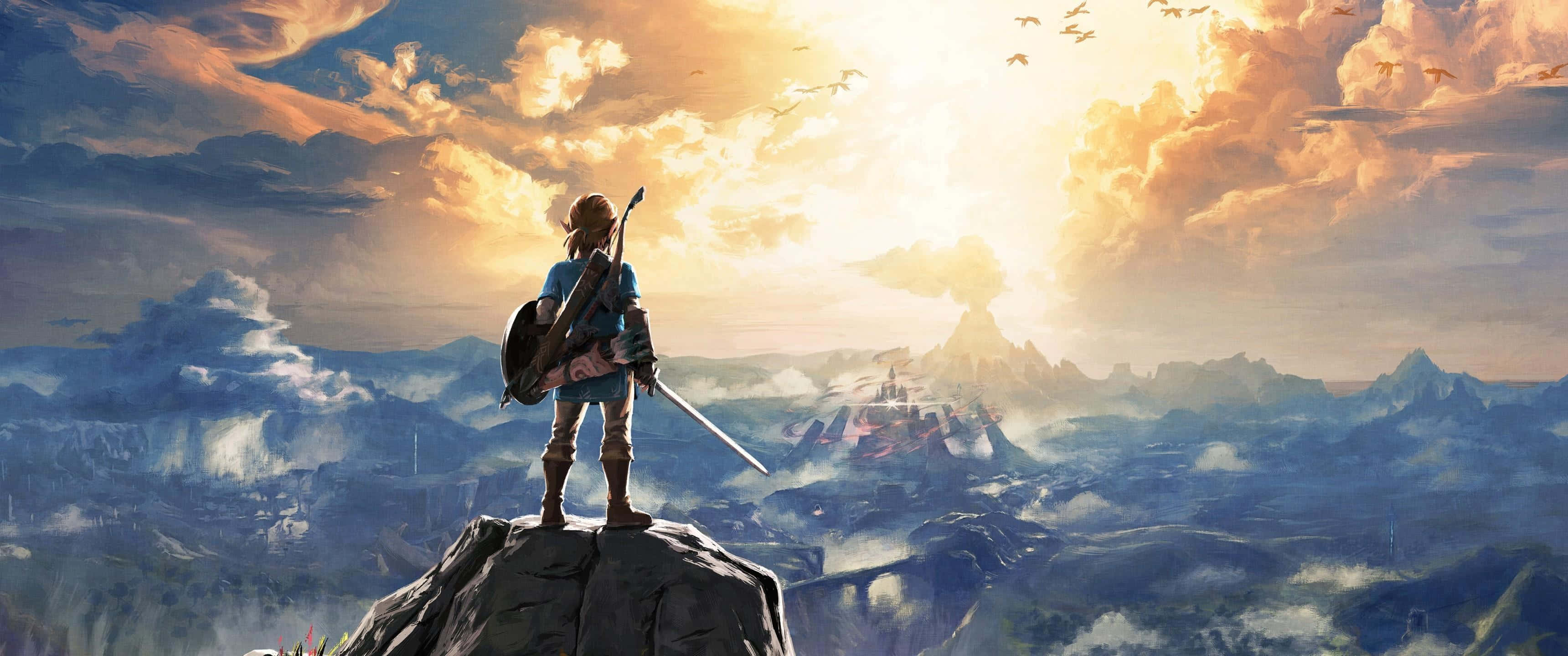 The Legend of Zelda: Breath of the Wild, rocky peak, vast mountainous landscape, 2K Desktop Wallpaper