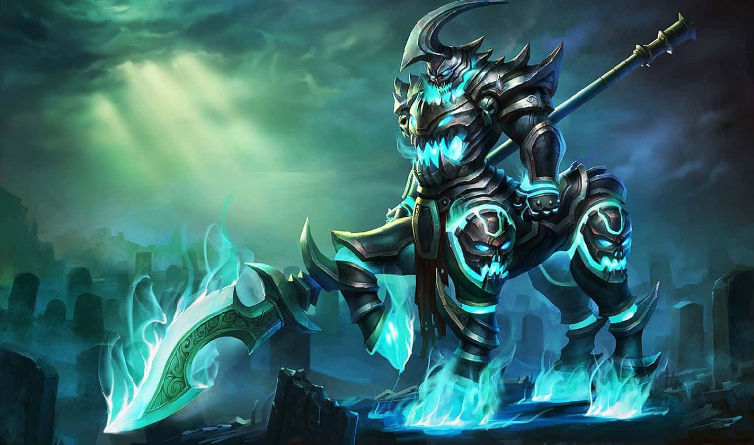 Legend, mystic fantasy legend, glowing blue skulls, HD Desktop Wallpaper