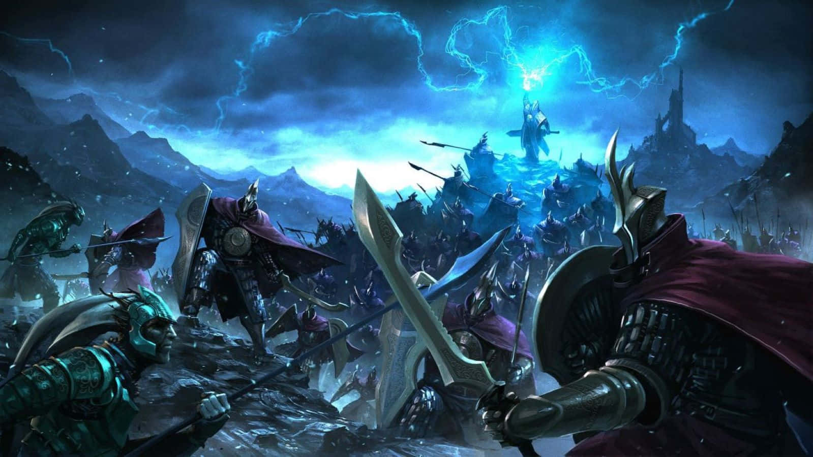 Legend, stormy skies, glowing figure, HD Desktop Wallpaper