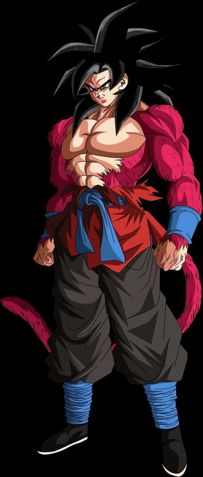 Legendary Super Saiyan, spiky black hair, red aura, Full HD Phone Wallpaper