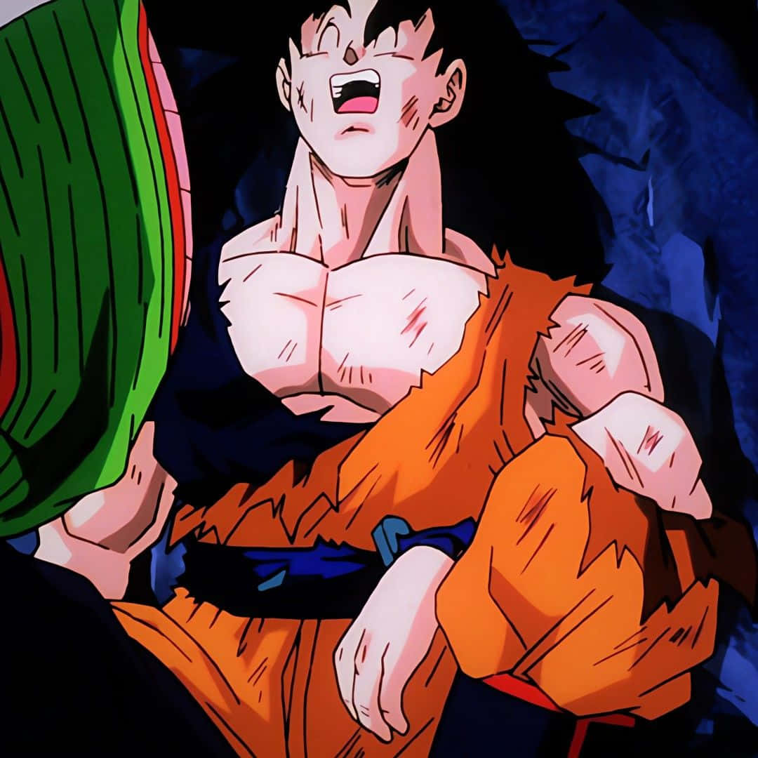 Legendary Super Saiyan, orange gi, dark blue background, SD Desktop Wallpaper