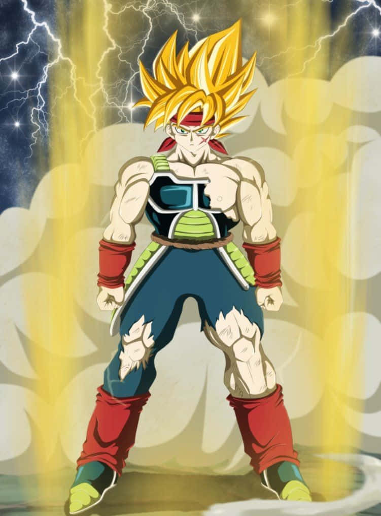 Legendary Super Saiyan, spiky golden hair, battle stance, SD Phone Wallpaper
