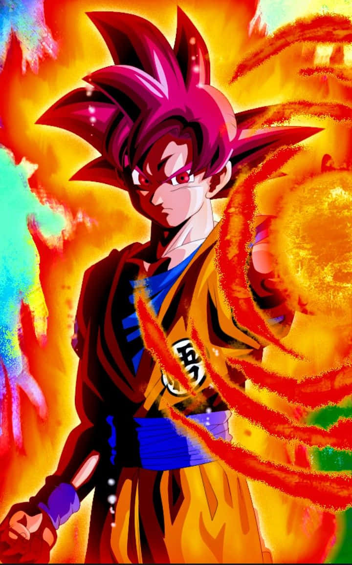 Legendary Super Saiyan, spiky pink hair, glowing red eyes, SD Phone Wallpaper
