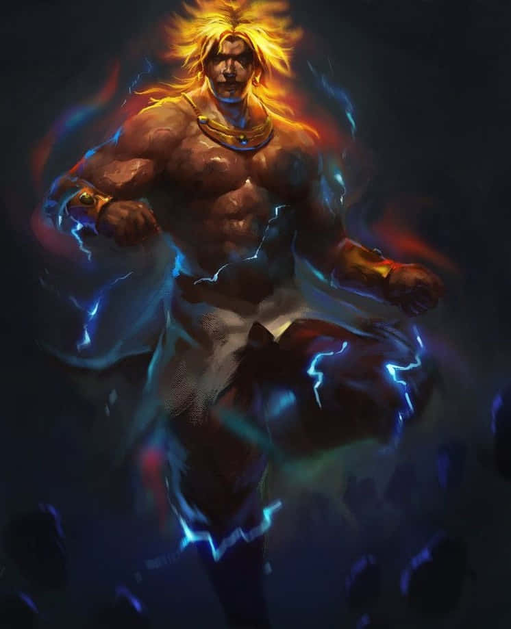 Legendary Super Saiyan, golden hair, fiery energy, SD Phone Wallpaper
