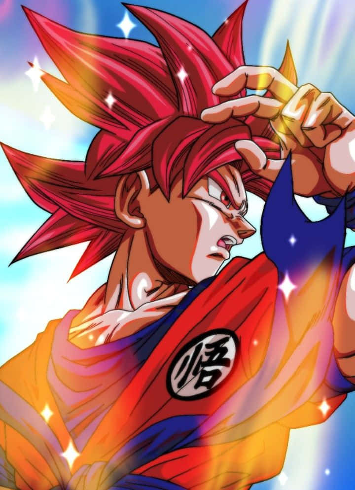 Legendary Super Saiyan, spiky red hair, glowing aura, SD Phone Wallpaper