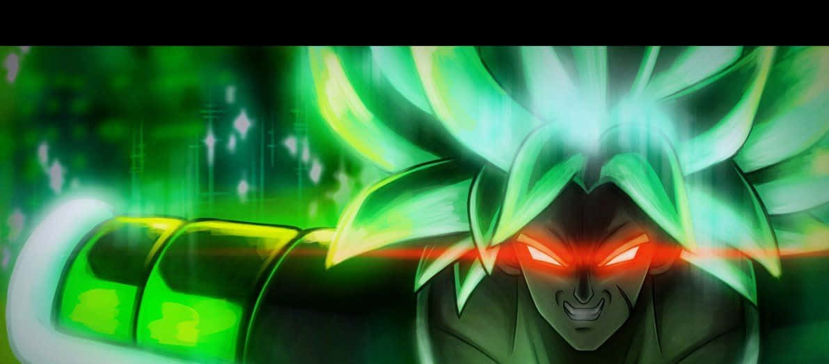 Legendary Super Saiyan, glowing green hair, red eyes, SD Desktop Wallpaper