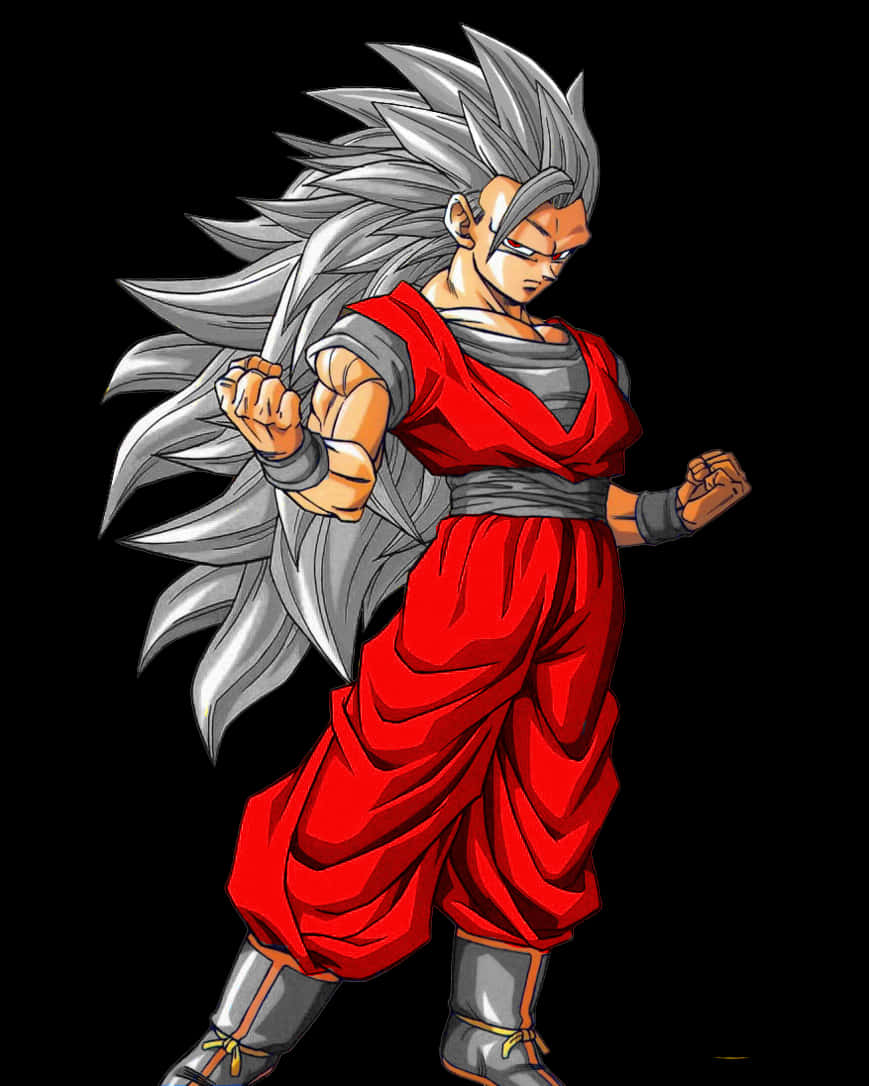 Legendary Super Saiyan, spiky silver hair, red gi, SD Phone Wallpaper