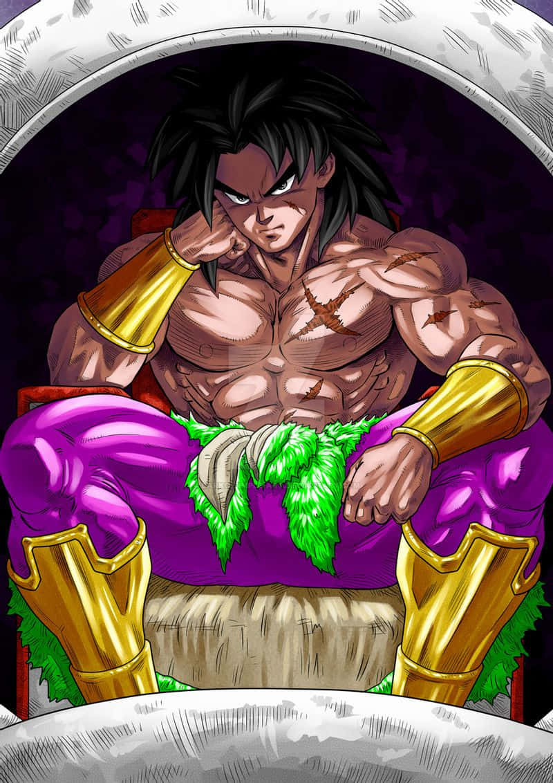Legendary Super Saiyan, black hair, golden arm guards, SD Phone Wallpaper