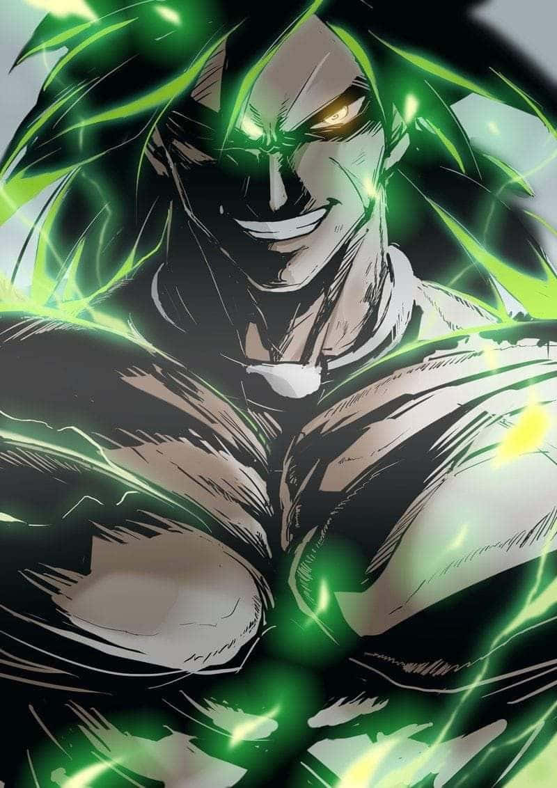 Legendary Super Saiyan, glowing green energy, muscular frame, SD Phone Wallpaper
