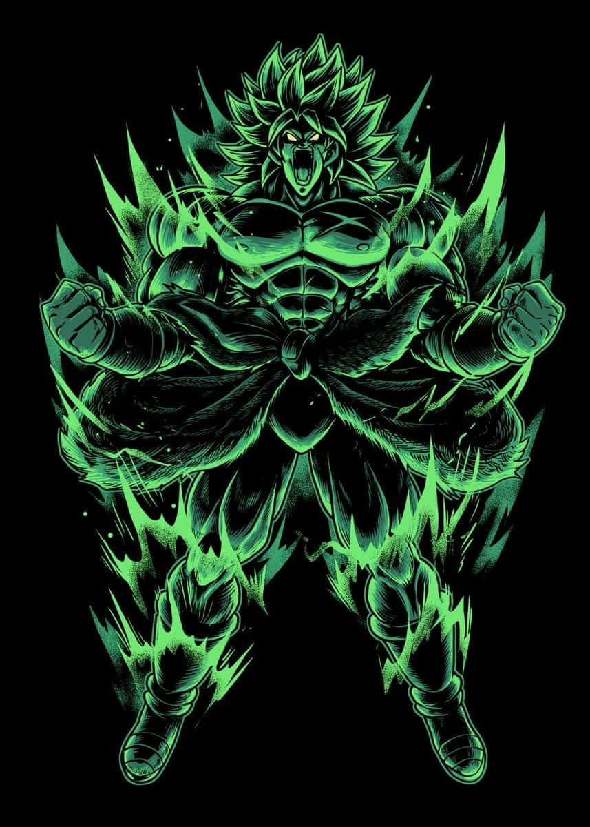 Legendary Super Saiyan, glowing green anime warrior, spiky hair, SD Phone Wallpaper