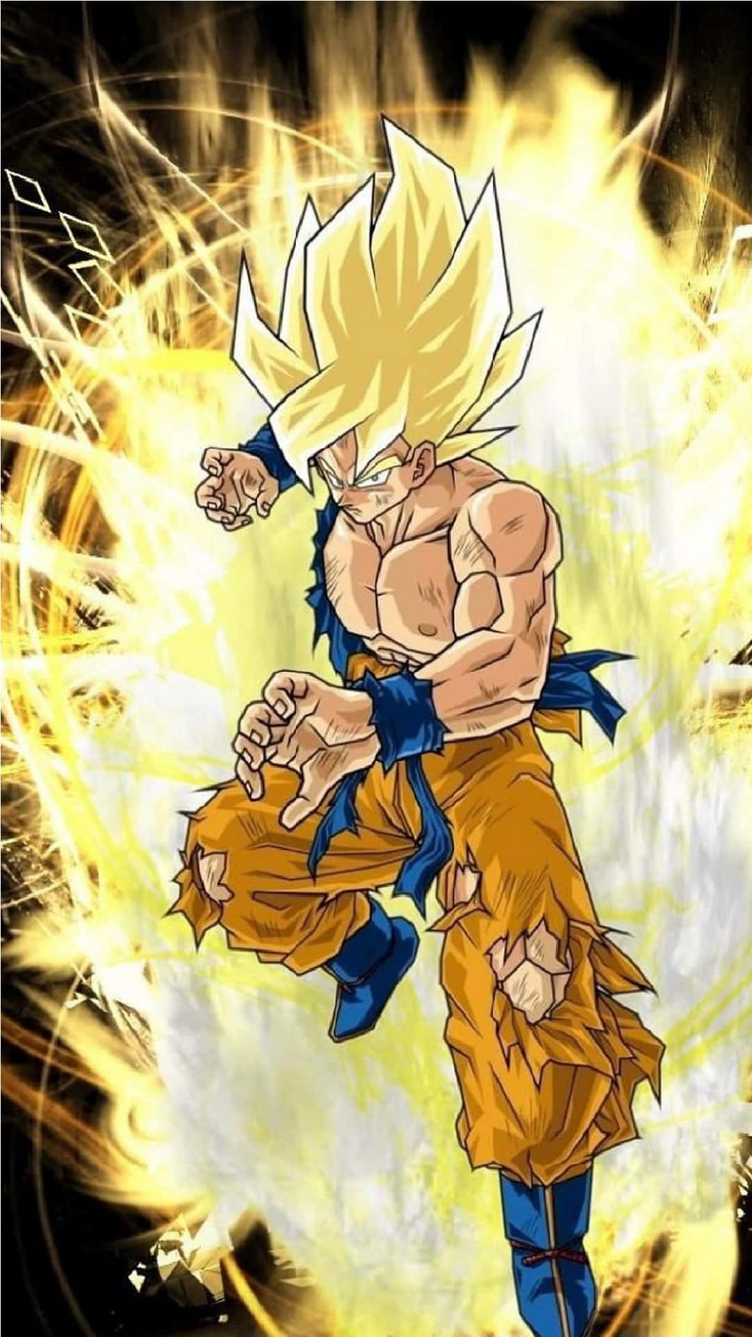 Super Saiyan, golden hair, torn orange gi, Full HD Phone Wallpaper