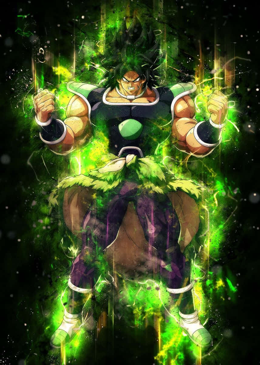Legendary Super Saiyan, green energy, dark cosmic background, SD Phone Wallpaper