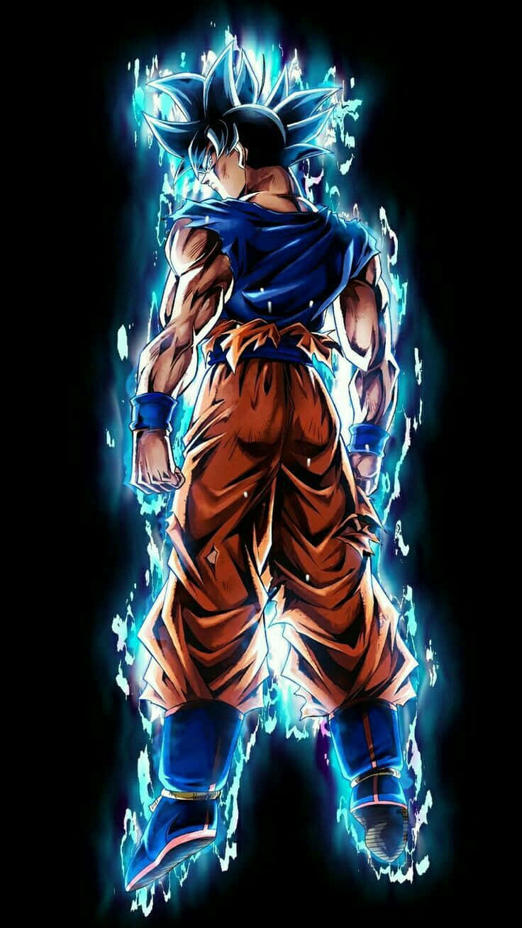 Legendary Super Saiyan, orange and blue gi, glowing blue energy, HD Phone Wallpaper