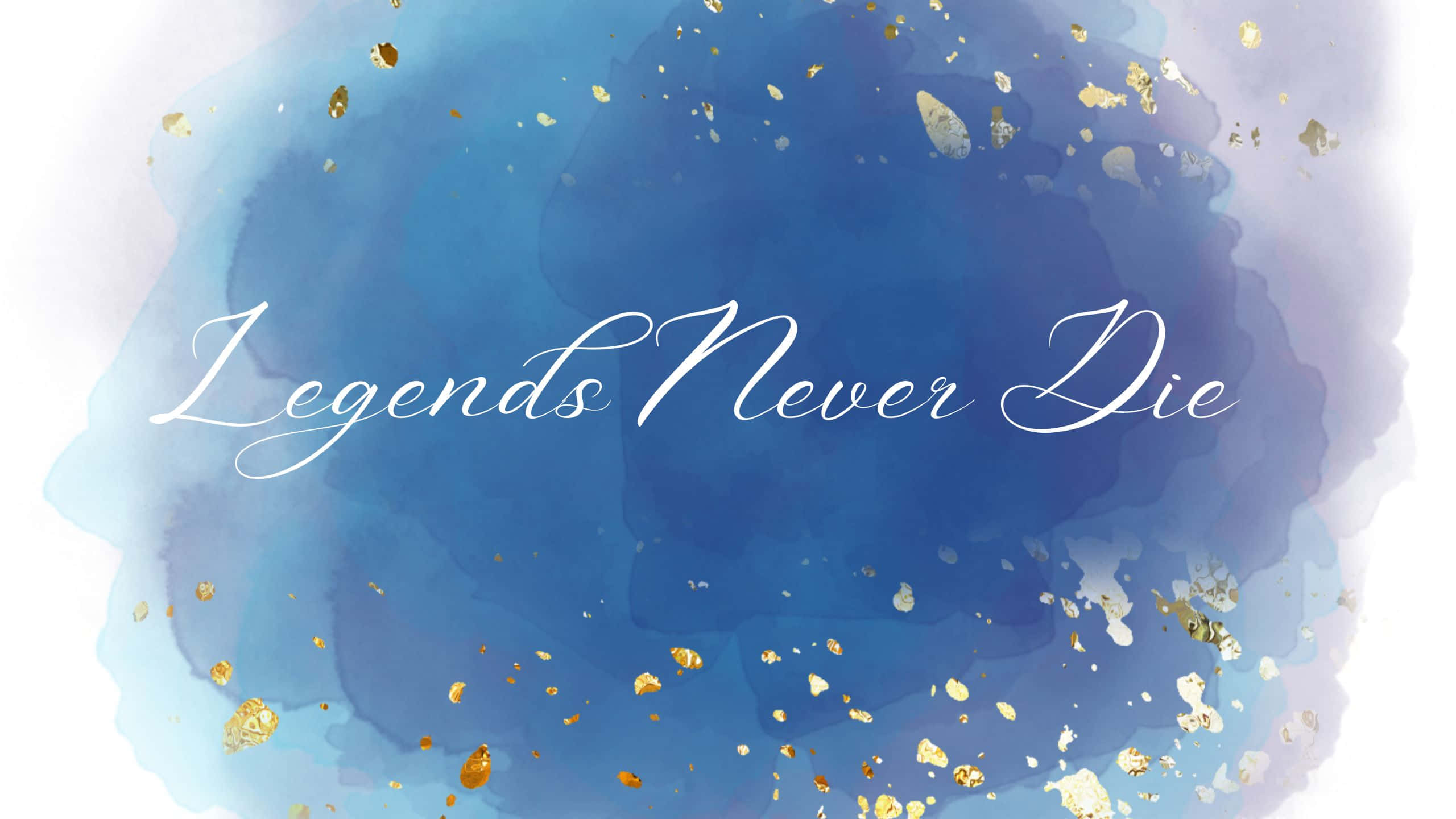 Legends Never Die, blue, watercolor splash, 2K Desktop Wallpaper