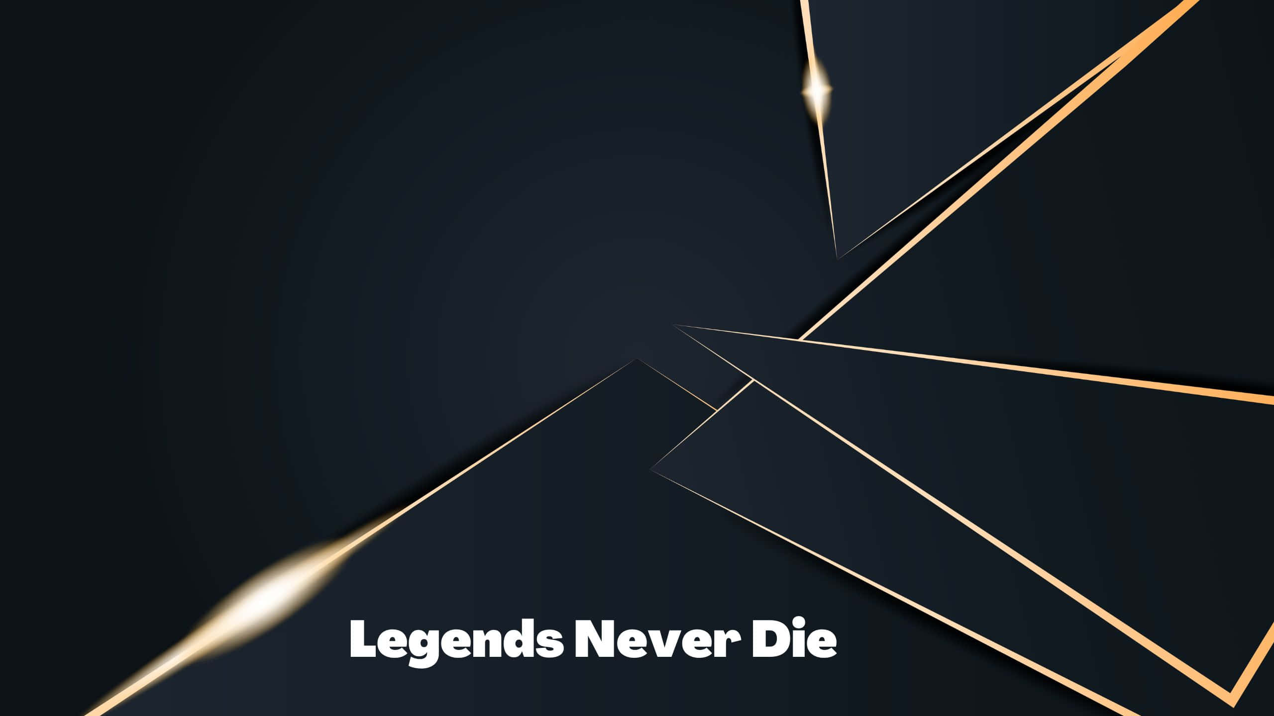Legends Never Die, golden geometric lines, dark center, 2K Desktop Wallpaper
