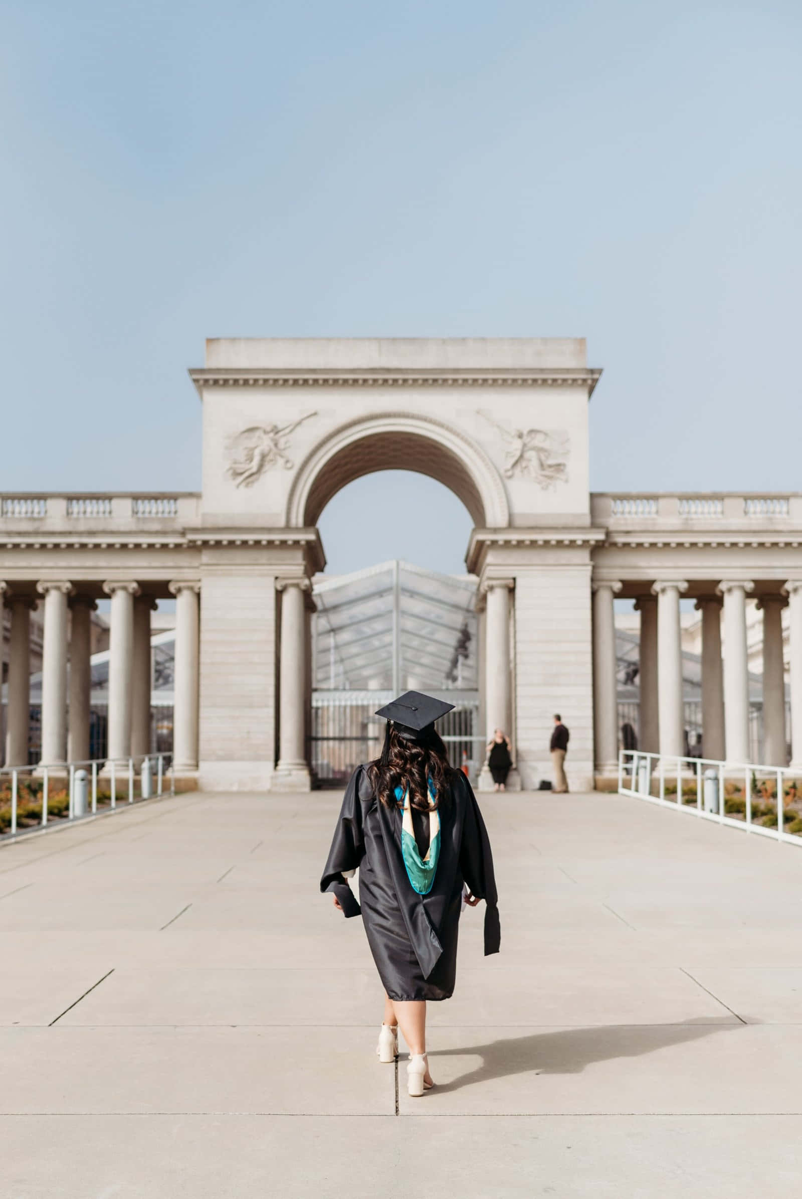 Legion Of Honor, black cap and gown, grand stone archway, Full HD Phone Wallpaper