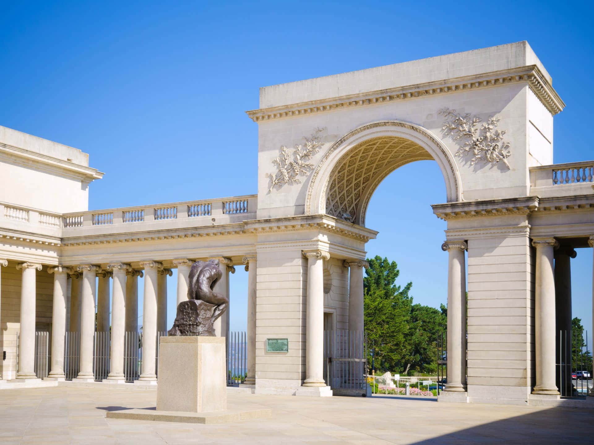 Legion Of Honor, neoclassical archway, columns, Full HD Desktop Wallpaper
