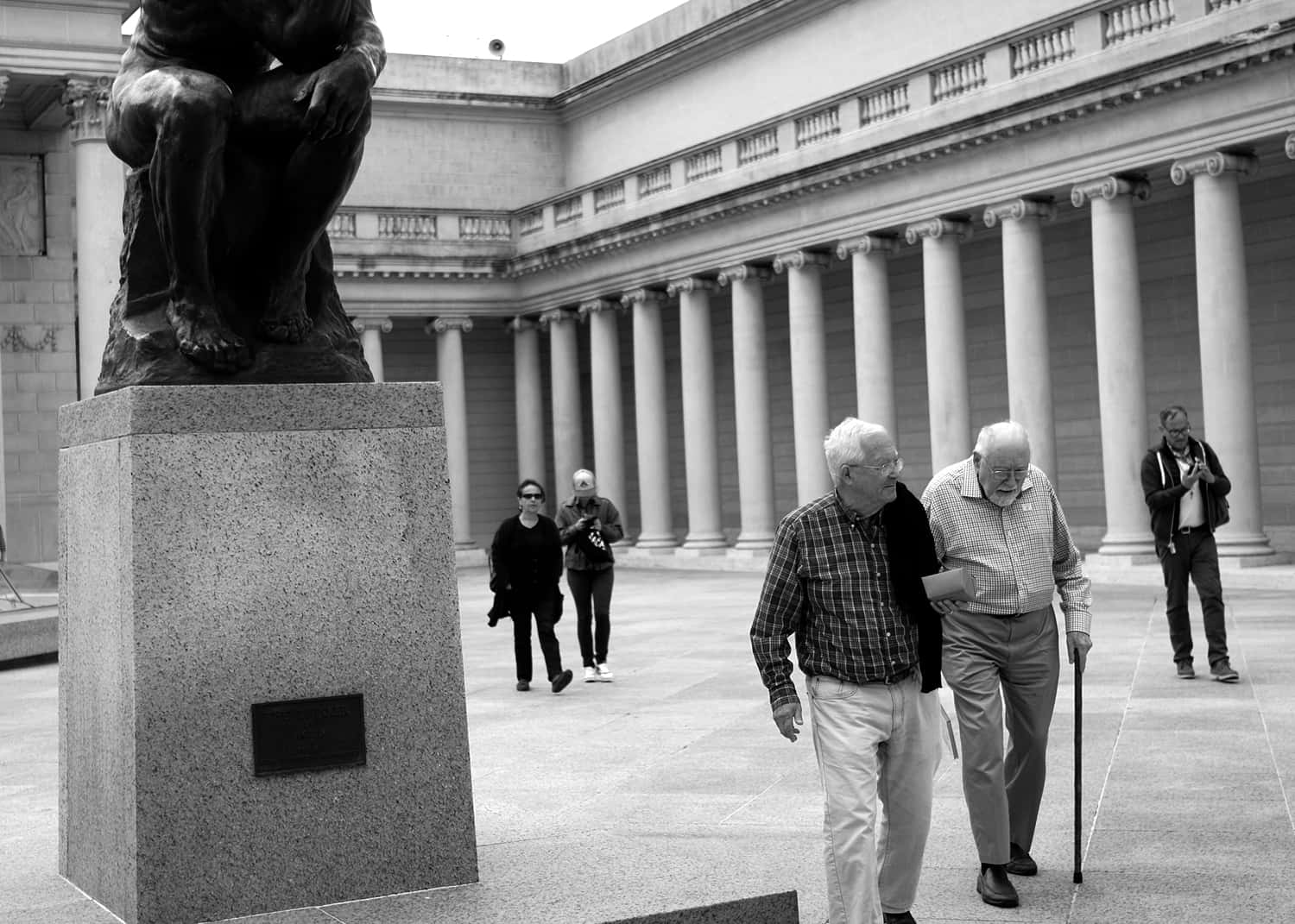 Legion Of Honor, courtyard, bronze thinker statue, HD Desktop Wallpaper