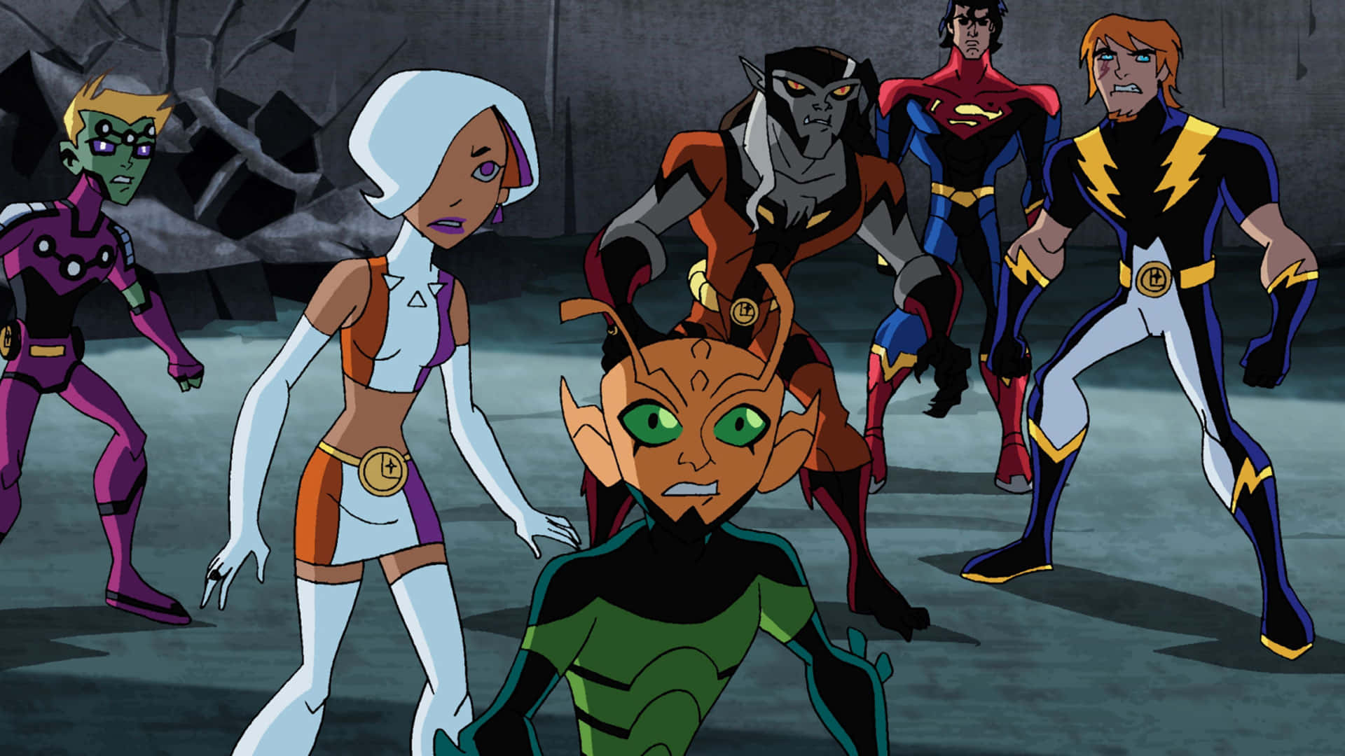 Legion Of Super Heroes, animated superhero characters, colorful costumes, Full HD Desktop Wallpaper